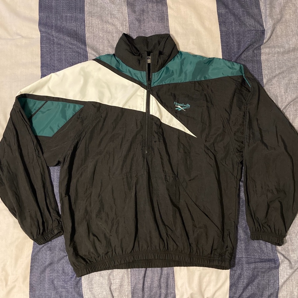 Vtg 90’s Reebok 1/4 Zip Pullover Windbreaker Jacket Sz L Nylon